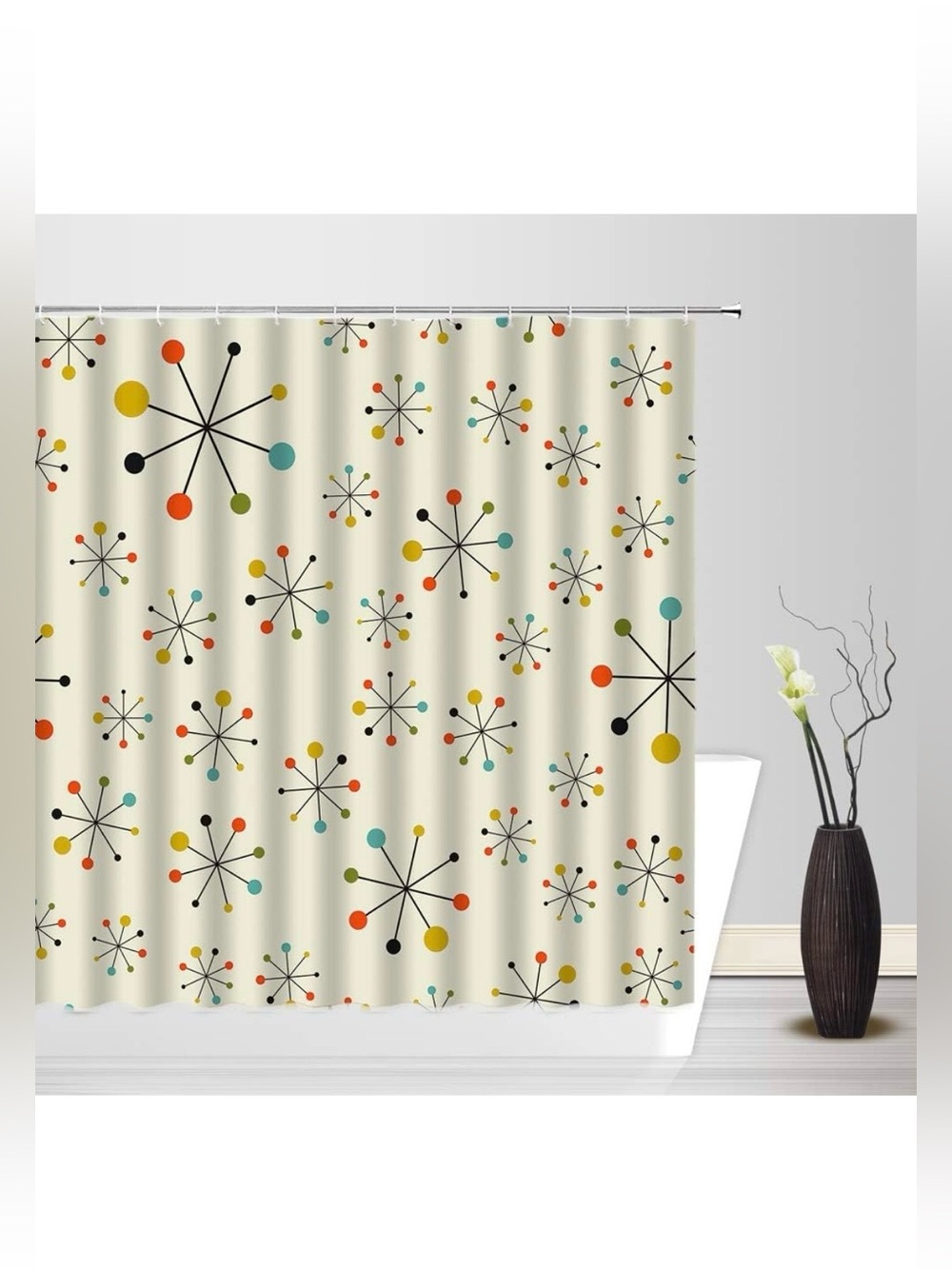 NEW Mid Century Modern Geometric Abstract Shower Curtain - 70”x70” - Polyester